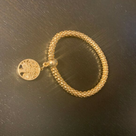 Gold Single Popcorn Chain Tree of life Bracelet - Picture 4 of 8